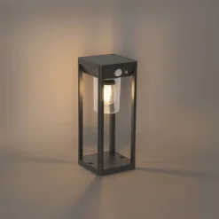 Staande buitenpaal donkergrijs 25 cm met dimlicht en sensor op solar - Sonne