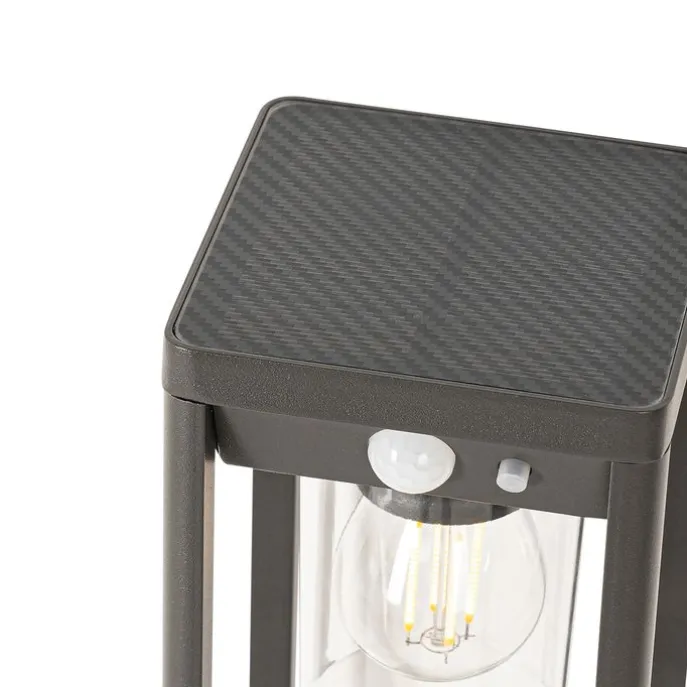 Staande buitenpaal donkergrijs 25 cm met dimlicht en sensor op solar - Sonne