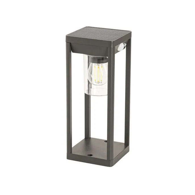 Staande buitenpaal donkergrijs 25 cm met dimlicht en sensor op solar - Sonne