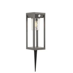 Staande buitenpaal donkergrijs 25 cm met dimlicht en sensor op solar - Sonne