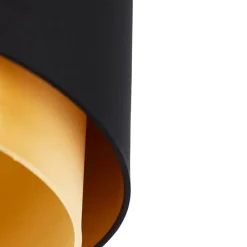 Stoffen lampenkap zwart 40/47/26 met gouden binnenkant