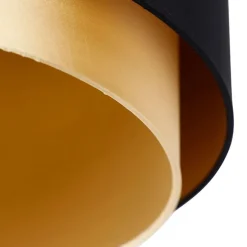 Stoffen lampenkap zwart 40/47/26 met gouden binnenkant