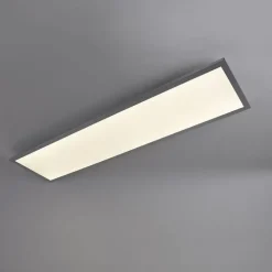 Strakke langwerpige plafondlamp chroom incl. LED IP44 - Flat