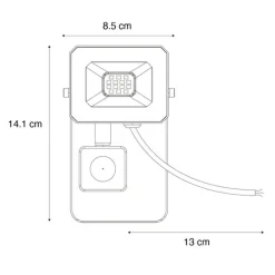 Straler zwart 8,5 cm incl. LED IP44 met bewegingssensor - Levana