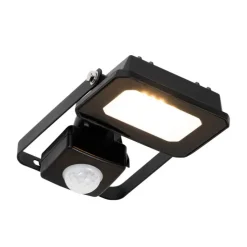Straler zwart 8,5 cm incl. LED IP44 met bewegingssensor - Levana