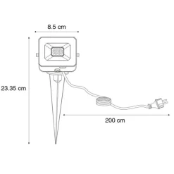 Straler zwart incl. LED met grondpin IP65 - Levana