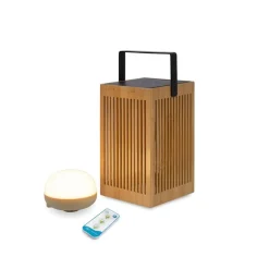 Tafellamp bamboe incl. LED dimbaar IP54 solar oplaadbaar met afstandsbediening - Okinawa