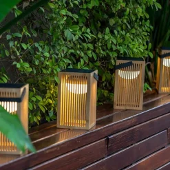 Tafellamp bamboe incl. LED dimbaar IP54 solar oplaadbaar met afstandsbediening - Okinawa