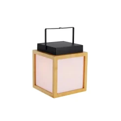 Tafellamp bamboe met vlam effect incl. LED IP44 solar oplaadbaar - Vega