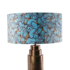 Tafellamp brons met velours vlinder kap 50 cm - Bruut