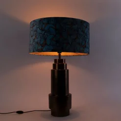 Tafellamp brons met velours vlinder kap 50 cm - Bruut