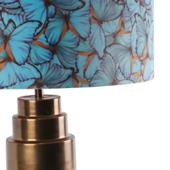 Tafellamp brons met velours vlinder kap 50 cm - Bruut