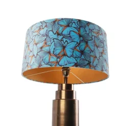 Tafellamp brons met velours vlinder kap 50 cm - Bruut