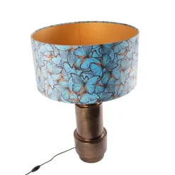 Tafellamp brons met velours vlinder kap 50 cm - Bruut