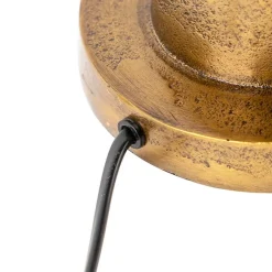 Tafellamp brons met velours lampenkap blad dessin met gouden binnenkant - Pisos