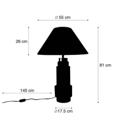 Tafellamp brons stoffen kap beige 55 cm - Bruut
