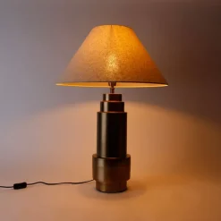 Tafellamp brons stoffen kap beige 55 cm - Bruut