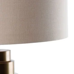 Tafellamp brons stoffen kap lichtbruin 50 cm - Bruut
