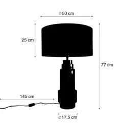 Tafellamp brons stoffen kap lichtbruin 50 cm - Bruut