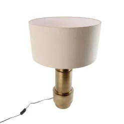 Tafellamp brons stoffen kap lichtbruin 50 cm - Bruut