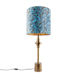 Tafellamp brons velours kap vlinder dessin 40 cm - Diverso