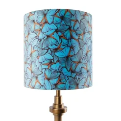 Tafellamp brons velours kap vlinder dessin 40 cm - Diverso