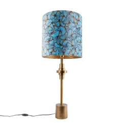 Tafellamp brons velours kap vlinder dessin 40 cm - Diverso