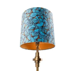 Tafellamp brons velours kap vlinder dessin 40 cm - Diverso