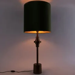 Tafellamp brons velours kap groen 40 cm - Diverso