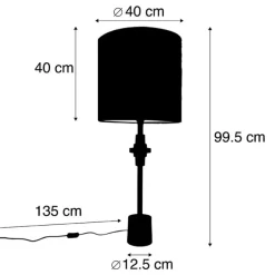 Tafellamp brons velours kap groen 40 cm - Diverso