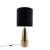 Tafellamp brons velours kap zwart met goud 40 cm - Bruut