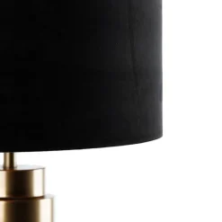 Tafellamp brons velours kap zwart met goud 40 cm - Bruut