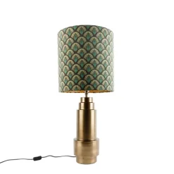 Tafellamp brons velours kap pauw design 40 cm - Bruut