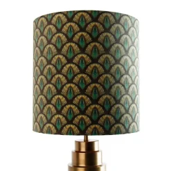 Tafellamp brons velours kap pauw design 40 cm - Bruut