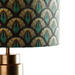 Tafellamp brons velours kap pauw design 40 cm - Bruut