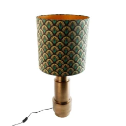 Tafellamp brons velours kap pauw design 40 cm - Bruut