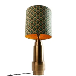 Tafellamp brons velours kap pauw design 40 cm - Bruut