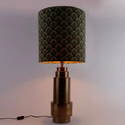 Tafellamp brons velours kap pauw design 40 cm - Bruut