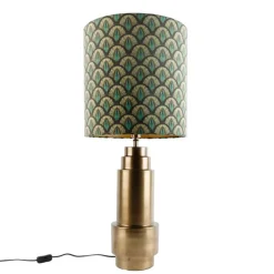 Tafellamp brons velours kap pauw design 40 cm - Bruut