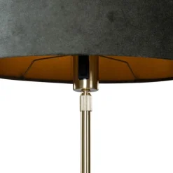 Tafellamp goud met ovale velours kap groen 35cm - Parte