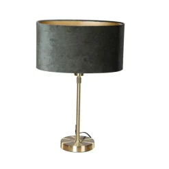 Tafellamp goud met ovale velours kap groen 35cm - Parte