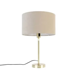 Tafellamp goud verstelbaar met kap lichtbruin 35 cm - Parte