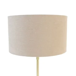 Tafellamp goud verstelbaar met kap lichtbruin 35 cm - Parte