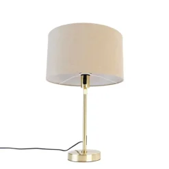 Tafellamp goud verstelbaar met kap lichtbruin 35 cm - Parte