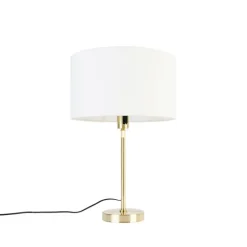 Tafellamp goud verstelbaar met kap wit 35 cm - Parte