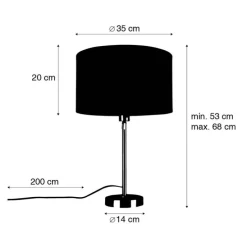 Tafellamp goud verstelbaar met kap wit 35 cm - Parte