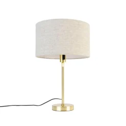 Tafellamp goud verstelbaar met kap lichtgrijs 35 cm - Parte