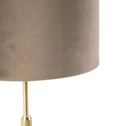 Tafellamp goud/messing met velours kap taupe 25 cm - Parte