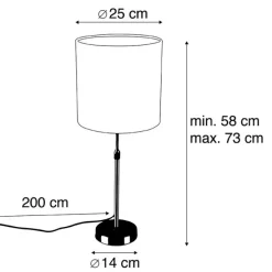 Tafellamp goud/messing met velours kap taupe 25 cm - Parte