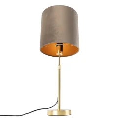 Tafellamp goud/messing met velours kap taupe 25 cm - Parte